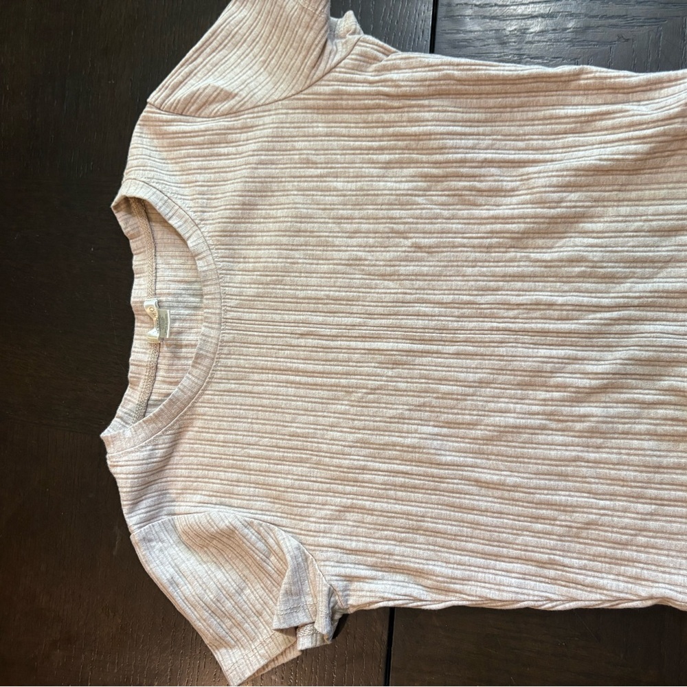 Bozzolo Cream Ribbed Cap Sleeve Tee